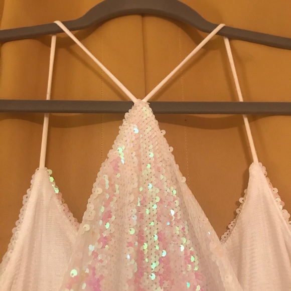 Sparkly, Glitter, Glam ✨ White Racer Back Tank - Picture 2 of 3